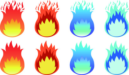 燃え盛る炎と青い炎セット