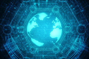 2d illustration Network community concept . Mixed media