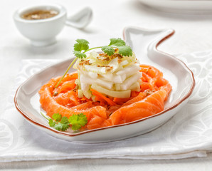 Salmon carpaccio.