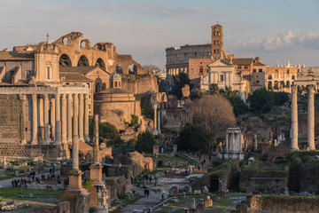 Fototapeta na wymiar Ruins of ancient Rome at sunny day