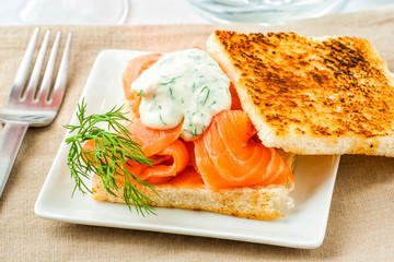 Gravlax salmon on toast