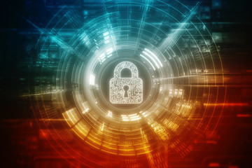 2d illustration Safety concept: Closed Padlock on digital background