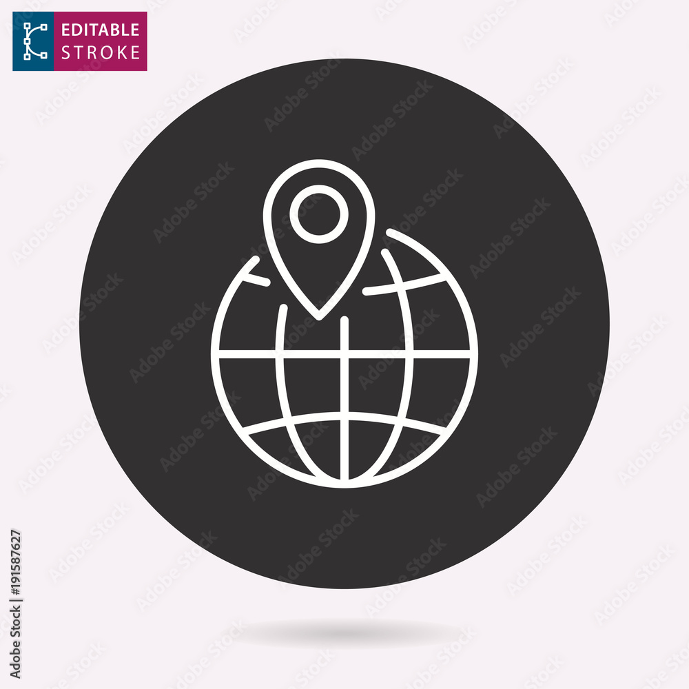 Wall mural globe line vector icon. editable stroke.