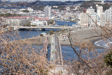 江ノ島から見た江ノ島大橋の風景