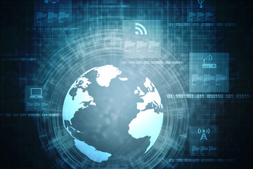 2d illustration Network community concept . Mixed media