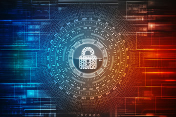 Fototapeta premium 2d illustration Safety concept: Closed Padlock on digital background