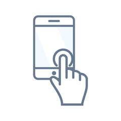 Touchscreen Icon with Tablet or Smartphone. Vector