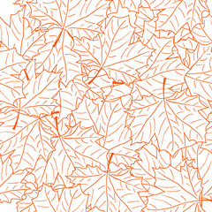 Hand Drawn Maple Leaf Seamless Pattern. Vector