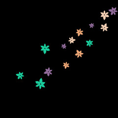 Festive Background with Colorful  flowers. Feminine Pattern for Postcard, Print, Banner or Poster. Small Pretty  flowers For Party Decoration, Wedding, Birthday or Anniversary Invitation. 