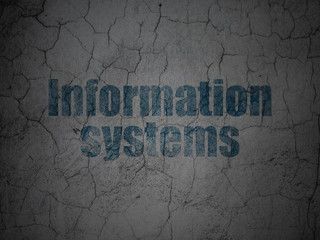 Data concept: Blue Information Systems on grunge textured concrete wall background
