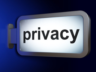 Protection concept: Privacy on advertising billboard background, 3D rendering