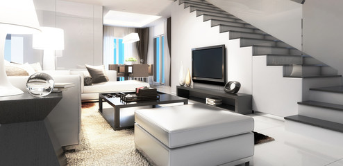 Modern Villa Interior Concept (panoramic)