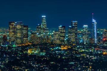 Papier Peint photo autocollant construction de la ville Gratte-ciel de Los Angeles la nuit