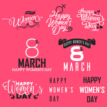 Women's Day greeting card with typography lettering