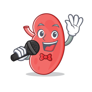Singing Kidney Mascot Cartoon Style