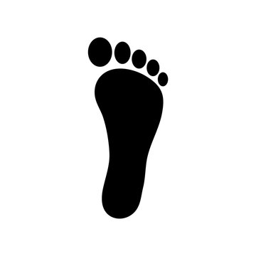 Human footstep icon. Vector footprint. Black silhouette. Flat style