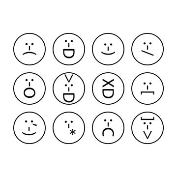 Set of emoticons, emoji of punctuation. Characters isolated. Vector