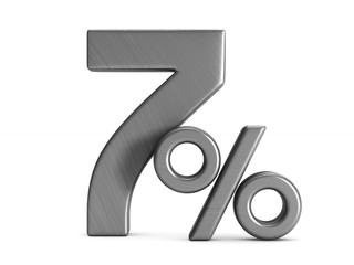 Seven percent on white background. Isolated 3D illustration