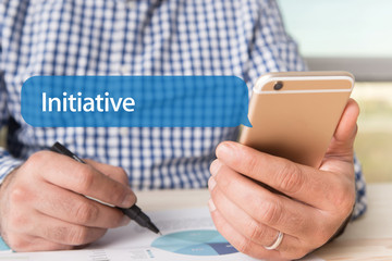 COMMUNICATION TECHNOLOGY CONCEPT: INITIATIVE WORD ON CHAT BUBBLE