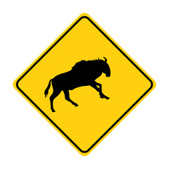 antelope silhouette animal traffic sign yellow  vector
