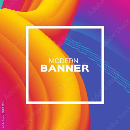 Fluid Liquid Wave Poster Colorful Smoke Shapes With Square Frame