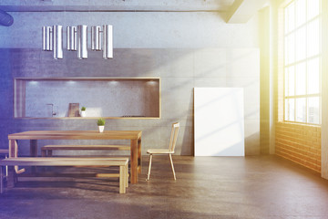 White brick dining room interior poster toned