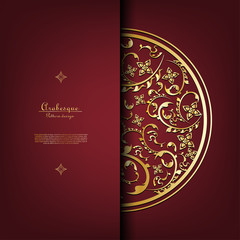 Arabesque Thai element pattern gold background card template vector