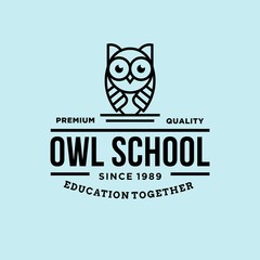 owl - vector logo/icon illustration label
