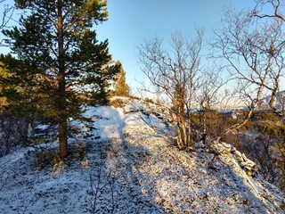 Sunny days in Finnmark Northern Norway indian summer first snow