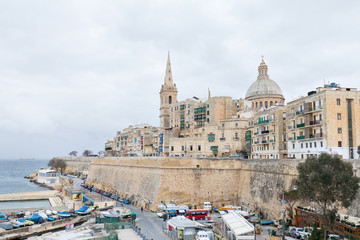 Fototapeta na wymiar Wide view of St Paul's Anglican Cathedral, Valletta, Malta