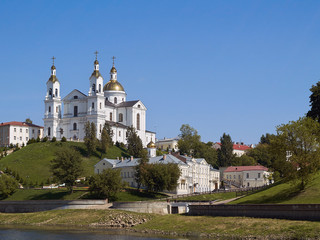 Fototapeta na wymiar Cathedral of the Assumption View From Western Dvina River in Vitebsk Belarus