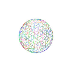 Abstract polygonal broken sphere.Vector outline colorful illustration.