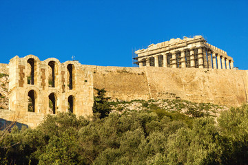 Fototapeta na wymiar View of Parthenon temple on the Athenian Acropolis, Greece.