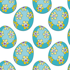 Colorful seamless pattern with hand-drawn Easter eggs. Vector background in doodle style.