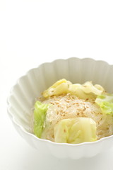 boiled cabbage and glass noodles asian salad