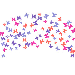Obraz premium Spring Background with Colorful Butterflies. Simple Feminine Pattern for Card, Invitation, Print. Trendy Decoration with Beautiful Butterfly Silhouettes. Vector Background with Moth