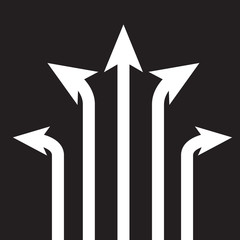 White five arrows for decision the way to success design with illustration - Separate way of concept
