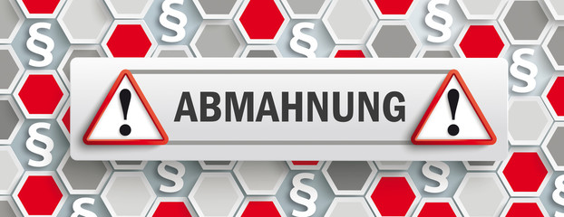 Abmahnung Banner mit Wabenstruktur und Paragrafen