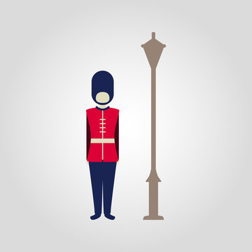 London classic royal guard isolated flat vector illustration