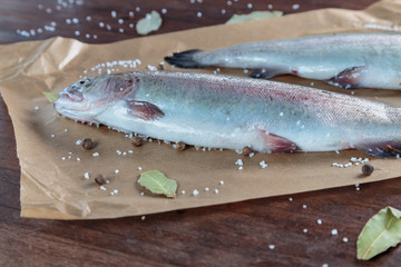 River trout on a chopping Board
