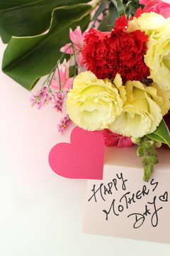 Hand written Mother's day card and flower bouquet