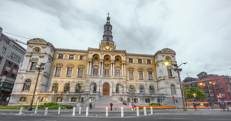 Bilbao city council at dusk