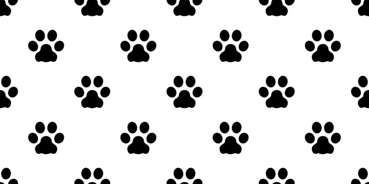 Dog Paw Seamless Pattern vector footprint isolated wallpaper background white