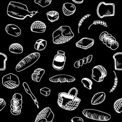 Bread Illustration Pattern Black