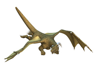 3D Rendering Fantasy Dragon on White