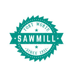 Obraz premium Sawmill logo, retro emblem in vintage style