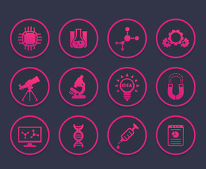 Science, research icons set