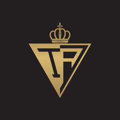 initial two letter half logo triangle gold