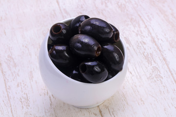 Pickled olives in the bowl