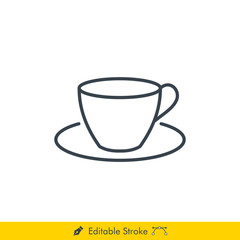 Tea / Coffee Cup Icon / Vector - In Line / Stroke Design